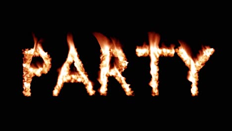 Party-Heißer-Text-Marke-Branding-Eisen-Metall-Flammende-Hitze-Flammen-Overlay-4k